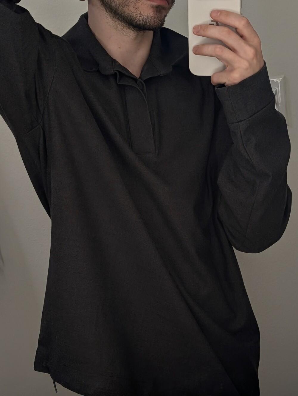 Dennis Drawstring-Hem Twill Polo Shirt - The Frankie Shop - Picture 2 of 5
